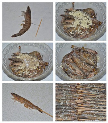 蒜香黑椒串串虾步骤1-6