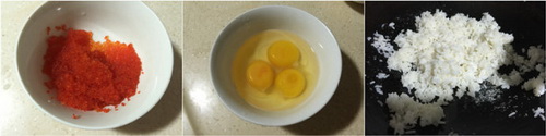 红蟹籽蛋炒饭步骤1-3