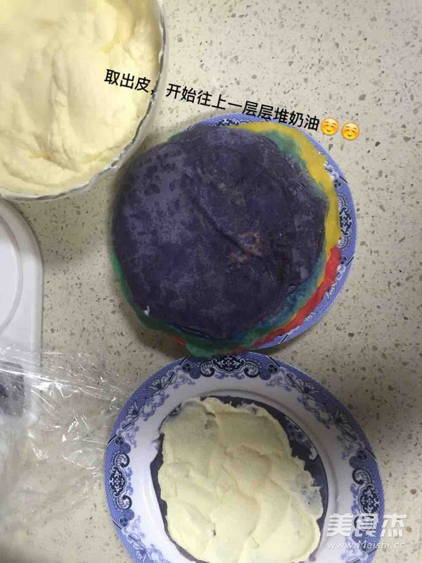 彩虹千层蛋糕-无烤箱无微波炉版的做法