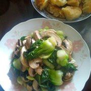 蘑菇炒青菜的做法